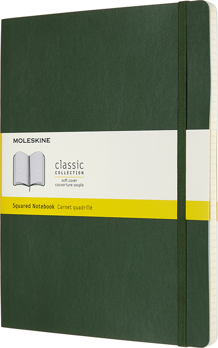 Moleskine Classic Kariertes Notizbuch XL 192 Seiten Waldgrün weicher Einband