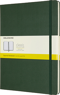 Moleskine Classic Märkmeraamatud XL 192 lehekülge metsarohelised ruudulised kõvad köited