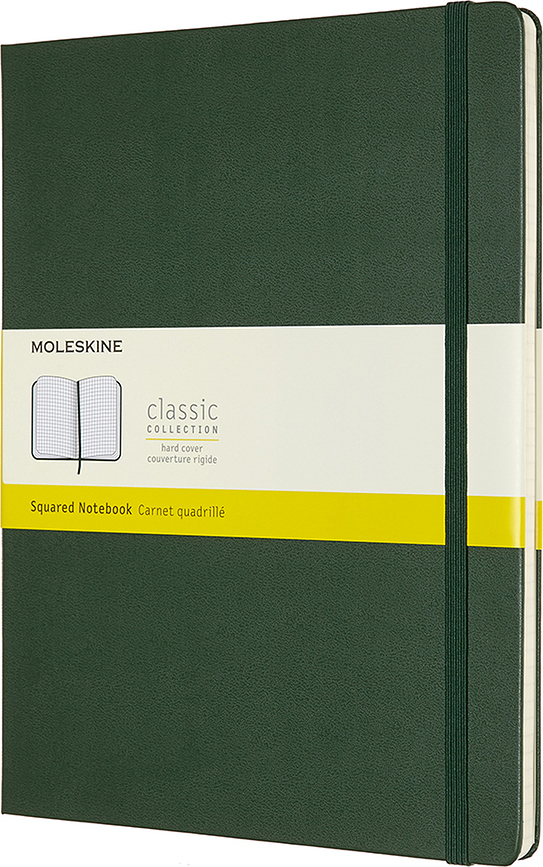 Moleskine Classic Märkmeraamatud XL 192 lehekülge metsarohelised ruudulised kõvad köited