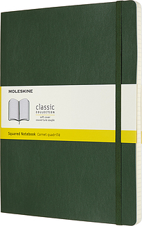 Moleskine Classic Märkmeraamatud XL 192 lehekülge metsarohelised ruudulised pehmed köited