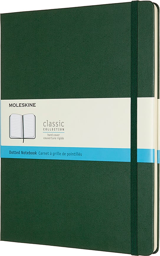 Moleskine Classic Märkmeraamatud XL 192 lehekülge metsarohelised täppidega kõvad köited