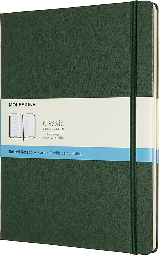 Moleskine Classic Märkmeraamatud XL 192 lehekülge metsarohelised täppidega kõvad köited