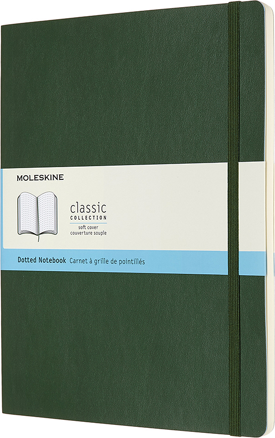 Moleskine Classic Märkmeraamatud XL 192 lehekülge metsarohelised täppidega pehmed köited