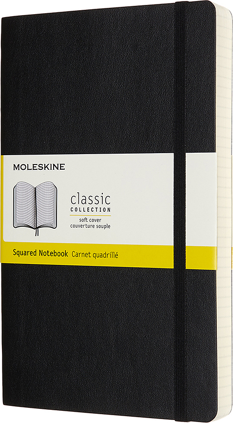 Moleskine Classic Σημειωματάριο τετραγωνισμένο, με μαλακό εξώφυλλο, L, 400 σελίδες, μαύρο
