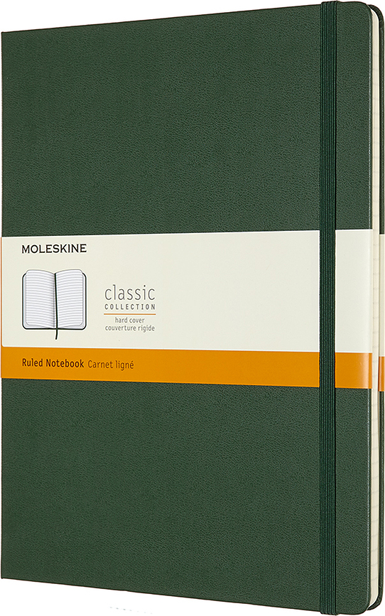 Moleskine Classic XL Beležnica s črtami, 192 strani, gozdno zelena, trda vezava