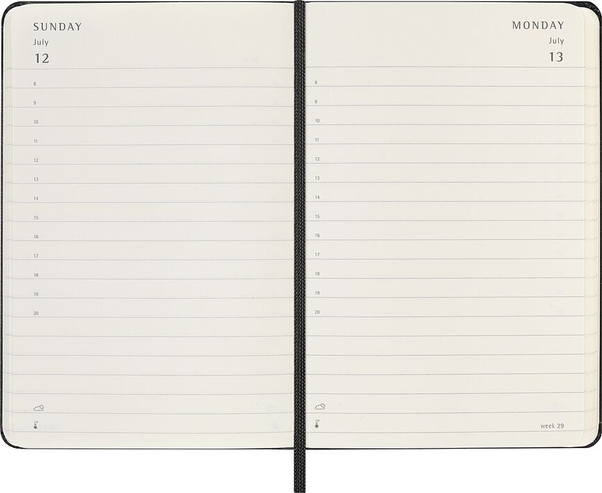 Moleskine Ημερήσιο Ημερολόγιο σκληρόδετο, 2026, 12 μηνών, P, μαύρο