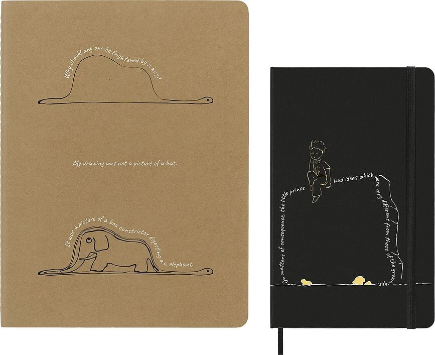 Moleskine Mały Książę Notizbuch und Heft Elefant liniert in Geschenkbox limitierte Auflage 2 St.