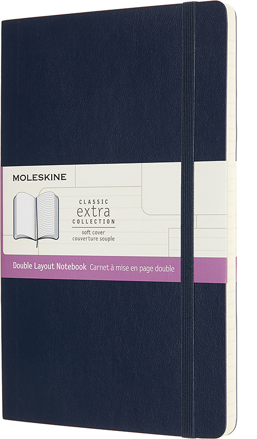 Moleskine Notebook L 192 pages sapphire plain and lined softcover