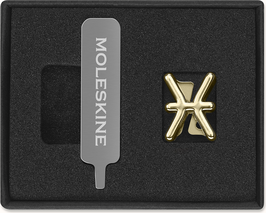 Moleskine Pin pour carnet, signe du zodiaque Poissons, doré