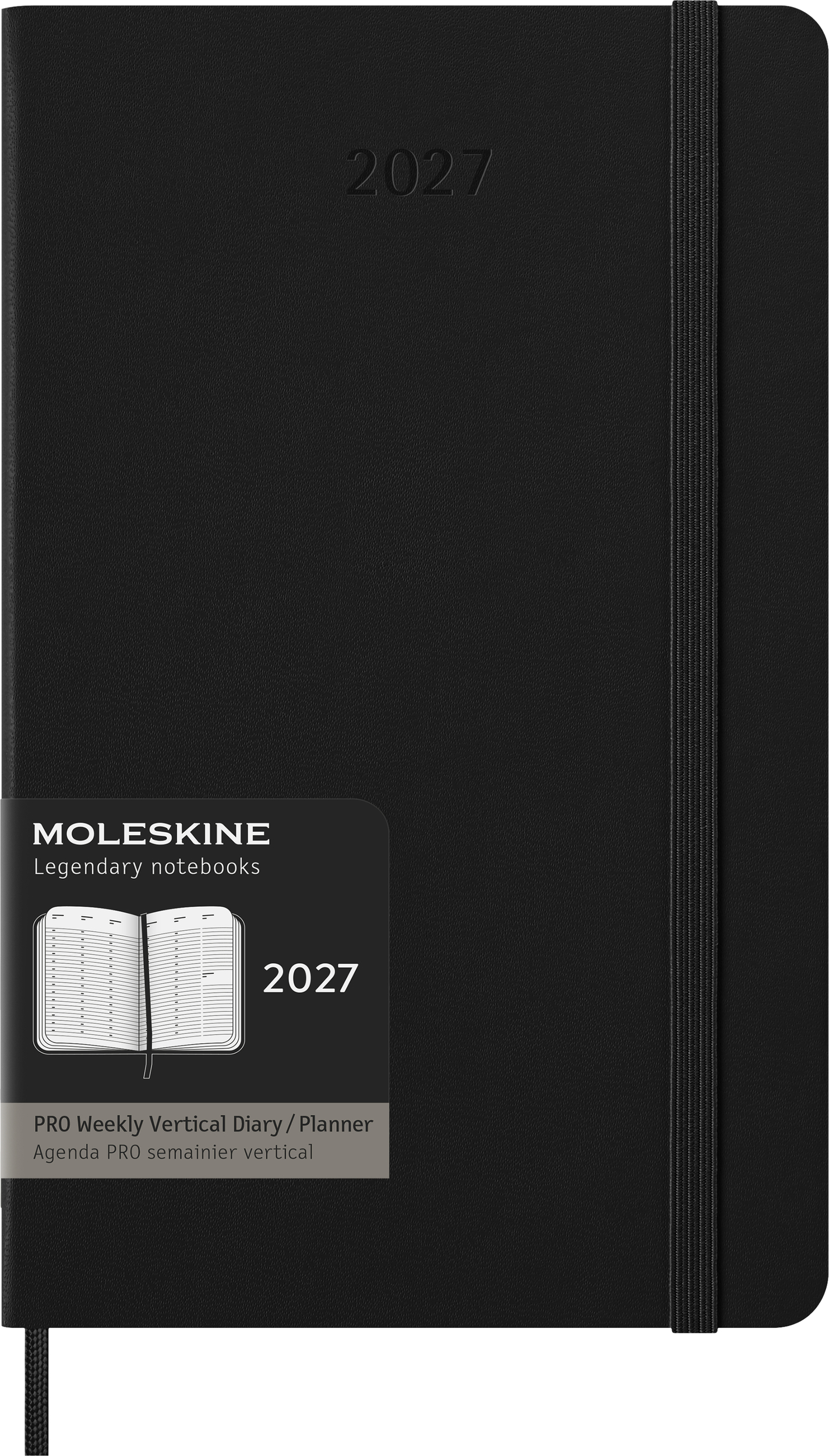 Moleskine PRO 2027 12M Wochenkalender mit Spaltenlayout Hardcover L, schwarz