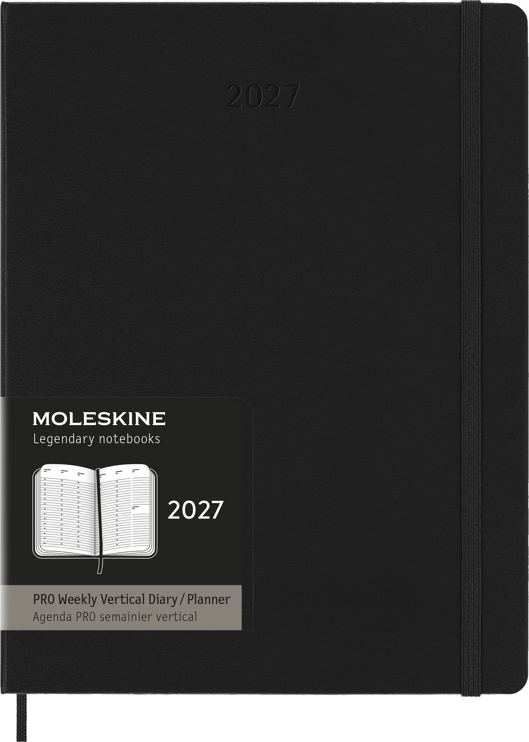 Moleskine PRO 2027 12M Wochenkalender mit Spaltenlayout Hardcover XL, schwarz