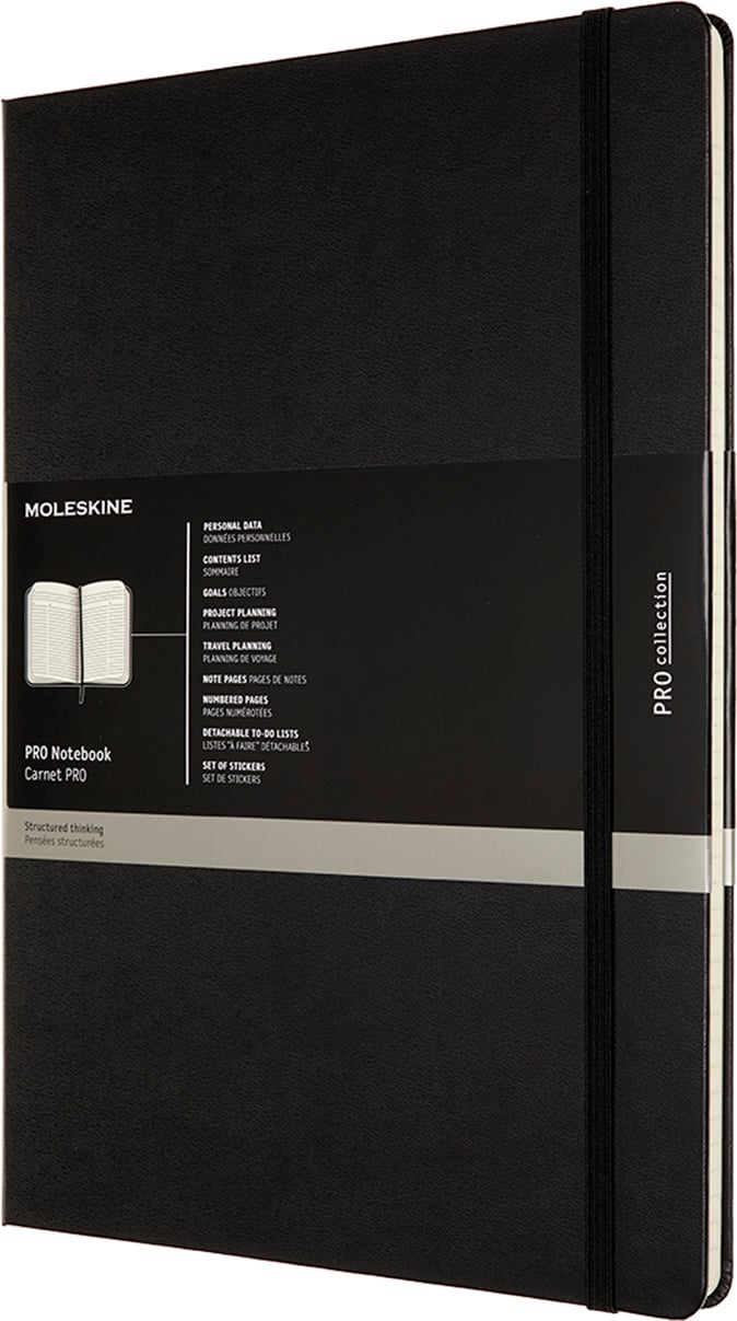 Moleskine Pro Liniertes Notizbuch A4 192 Seiten schwarz harter Einband
