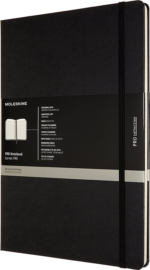 Moleskine Pro Märkmeraamatud A4 192 lehekülge mustad paelaga kõvad köited