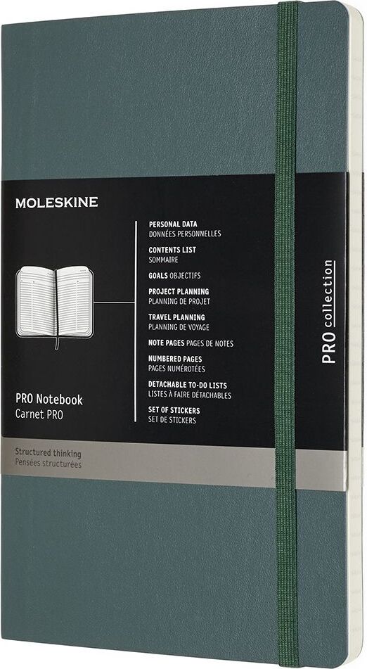 Moleskine Professional Liniertes Notizbuch L 192 Seiten grün weicher Einband