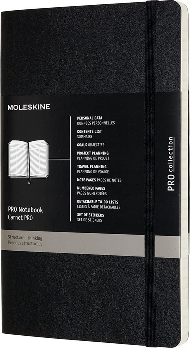 Moleskine Professional Liniertes Notizbuch L 192 Seiten schwarz weicher Einband