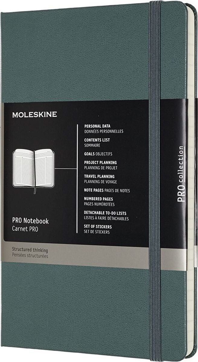 Moleskine Professional Liniertes Notizbuch L 240 Seiten grün harter Einband