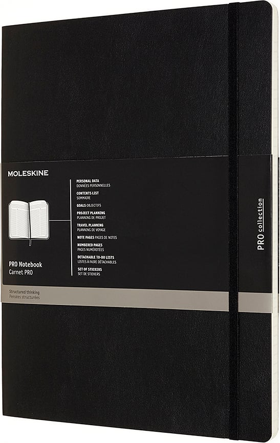 Moleskine Professional Märkmeraamatud XXL 192 lehte mustad paelaga pehmed köited