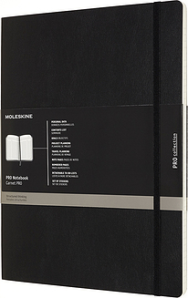 Moleskine Professional Märkmeraamatud XXL 192 lehte mustad paelaga pehmed köited