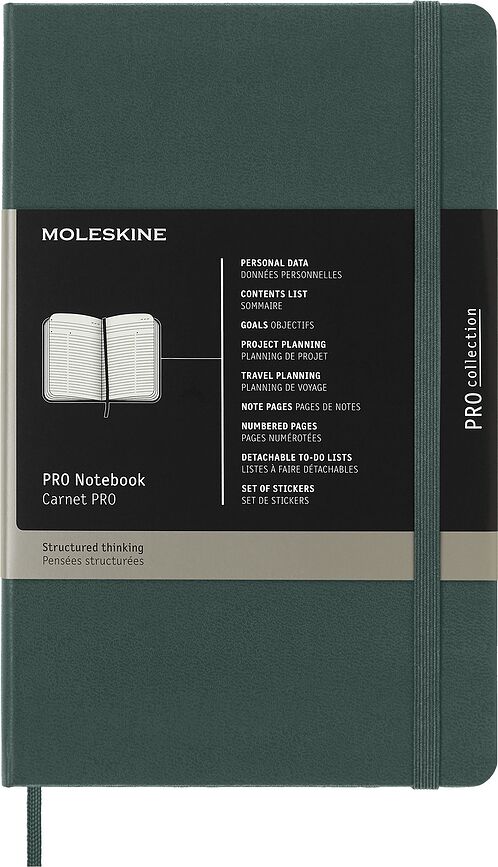 Moleskine Professional L Σημειωματάριο με γραμμές, 240 σελίδες, σκληρό εξώφυλλο, μαύρο