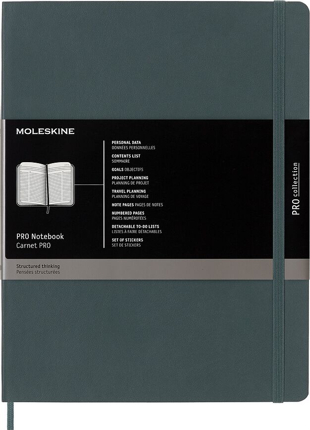 Moleskine Professional XL Carnet ligné, 192 pages, vert, couverture souple