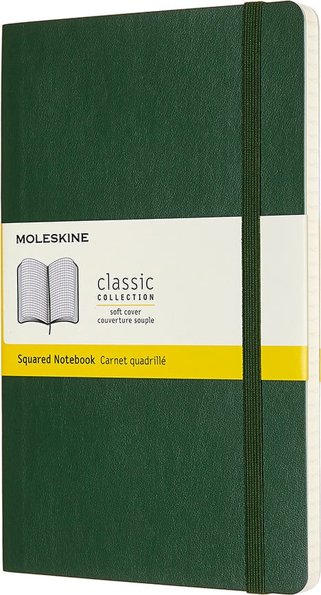 Moleskine Rutad Anteckningsbok L, 192 sidor, skogsgrön, mjuk pärm