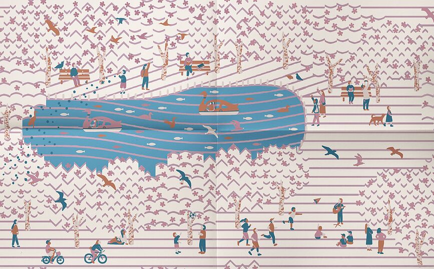 Moleskine Sakura Σημειωματάρια L, περιορισμένη έκδοση, λευκό και ριγέ, σε συσκευασία δώρου, 2 τμχ