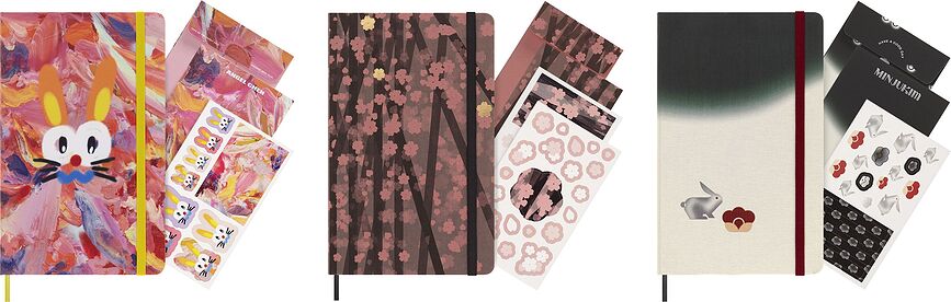 Moleskine Sakura & Year of the Rabbit Carnets, taille L, en coffret cadeau, Lot de 3