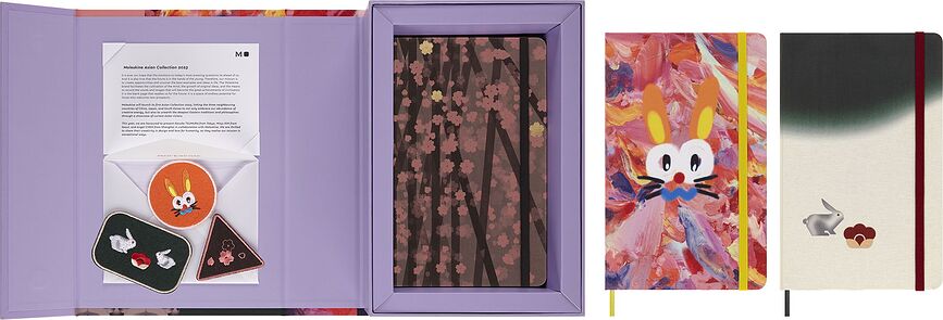 Moleskine Sakura & Year of the Rabbit Carnets, taille L, en coffret cadeau, Lot de 3