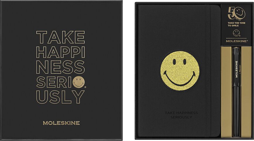 Moleskine Smiley x Kaweco Σημειωματάριο και Πλάνερ με Στυλό, σε συσκευασία δώρου, Σετ 3 τεμαχίων