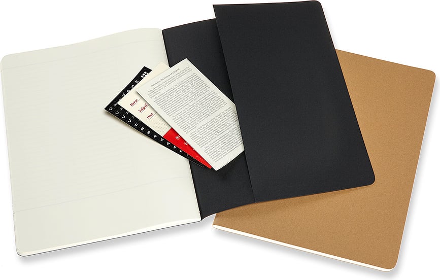 Moleskine Subject Cahier XL Bilježnice meke korice 160 stranica crna crvena 2 kom.