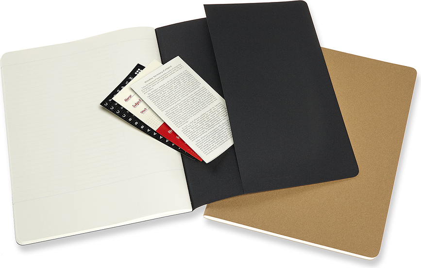 Moleskine Subject Cahier XL Τετράδια, με μαλακό εξώφυλλο, 160 σελίδες, μαύρο και κόκκινο, 2 τμχ