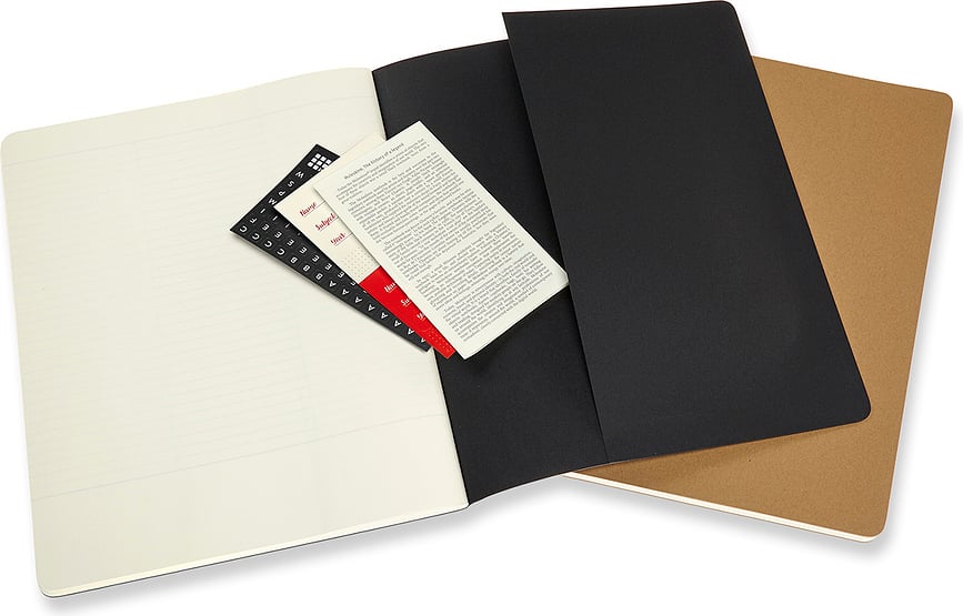 Moleskine Subject Cahier XXL Bilježnice meke korice 160 stranica crna crvena 2 kom.