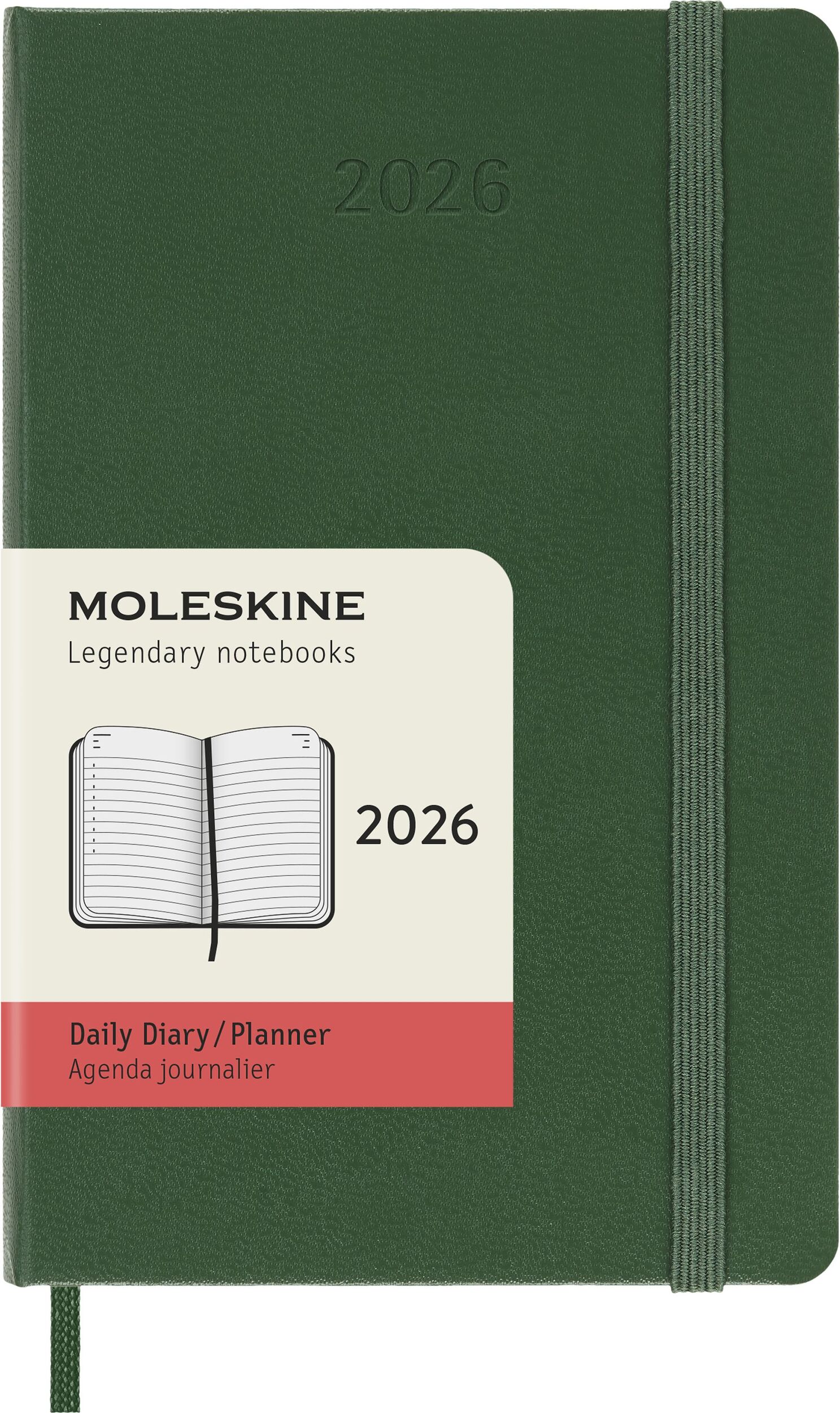 Notizbücher und Kalender Moleskine Tageskalender 2026 12M P, Hardcover, Grün