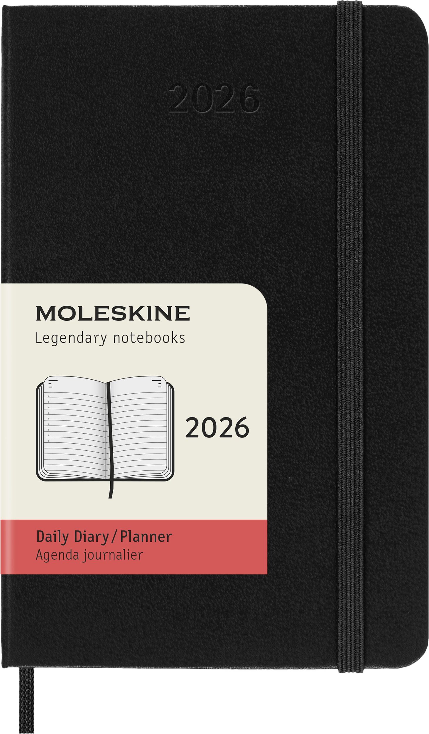 Moleskine Tageskalender 2026 12M P, Hardcover, schwarz