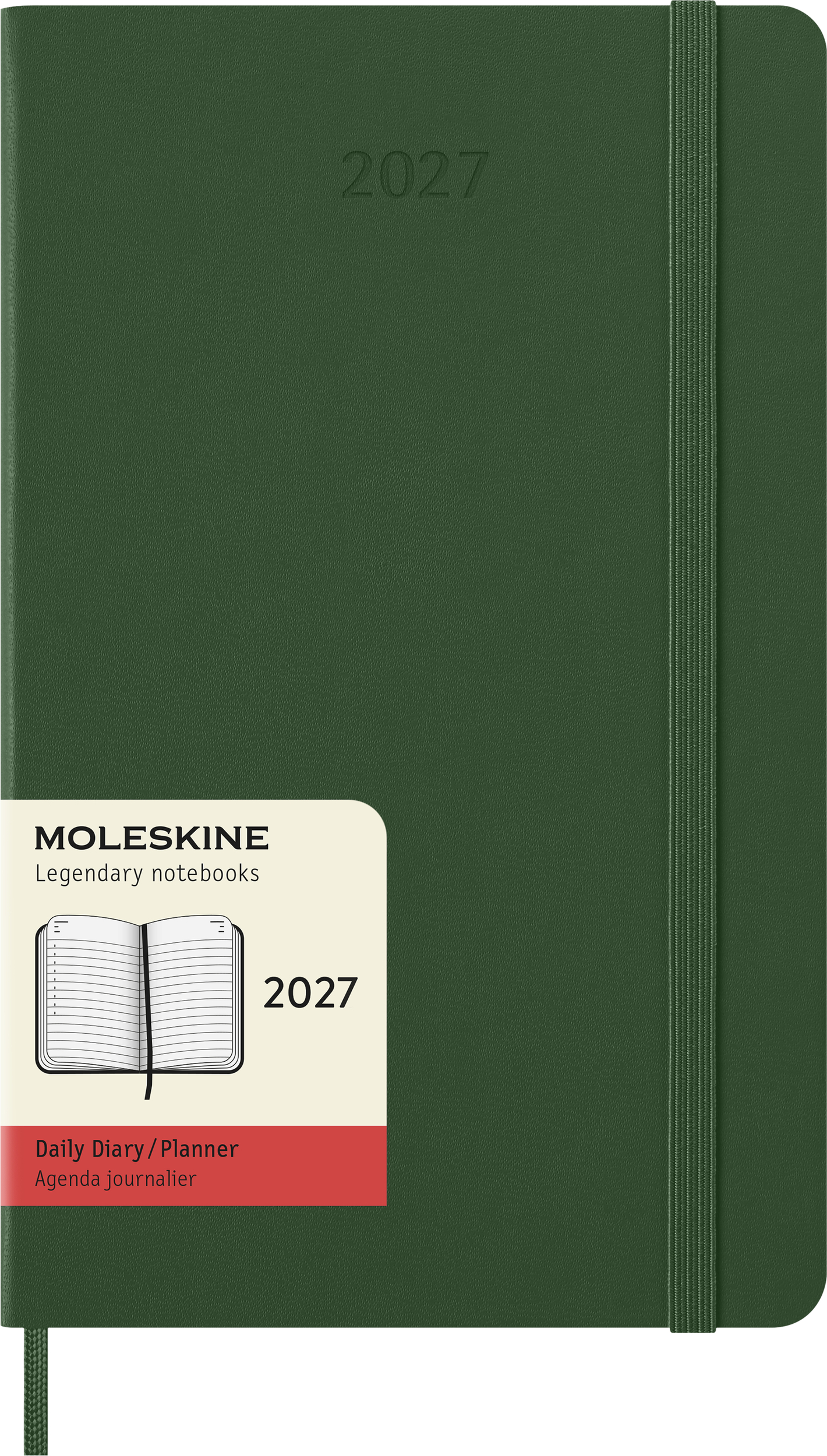 Moleskine Tageskalender 2027 12M L fester Einband, grün