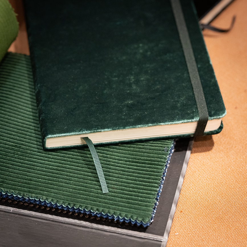 Moleskine Velvet Σημειωματάριο ριγέ, L, πράσινο