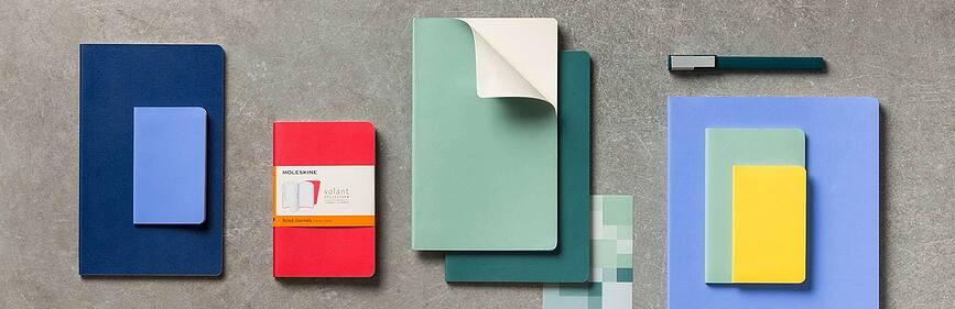 Moleskine Volant Carnets lignés, taille L, orange et bleu, Lot de 2