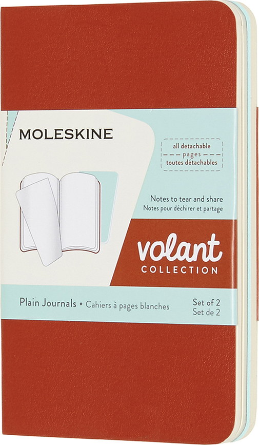 Moleskine Volant Carnets unis XS, orange et bleu, Lot de 2