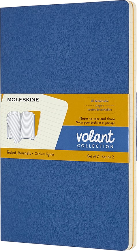 Moleskine Volant L Cahiers lignés, bleus et jaunes, Lot de 2
