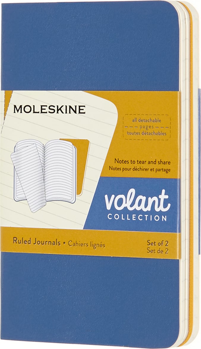 Moleskine Volant Linierte Notizbücher XS blau und gelb 2 St.