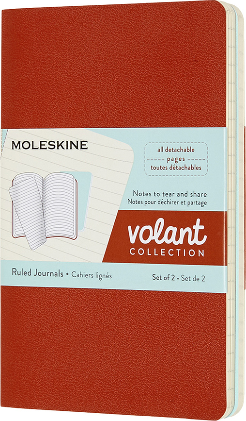 Moleskine Volant P Carnets lignés, orange et bleus, Lot de 2