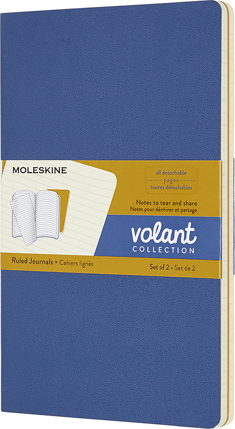 Moleskine Volant Τετράδια ριγέ, L, μπλε και κίτρινο, 2 τμχ