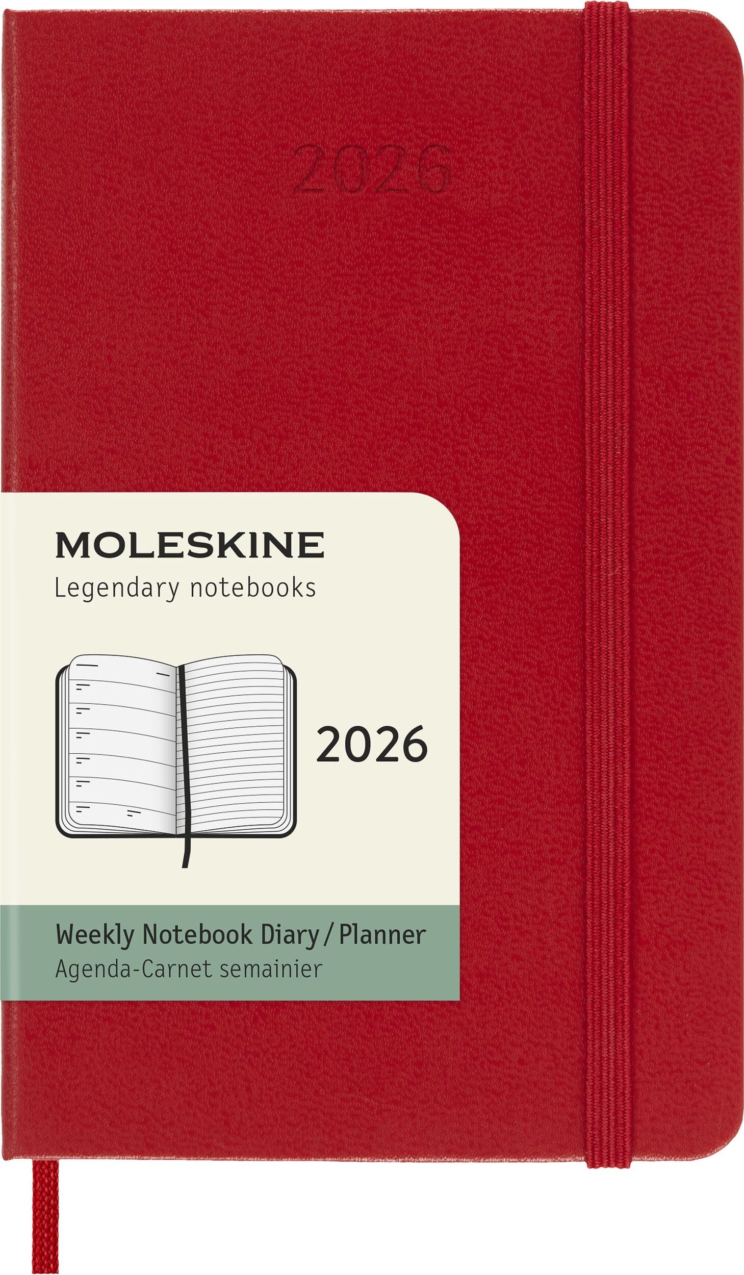 Moleskine Wochenkalender 2026 12M P, Hardcover, rot