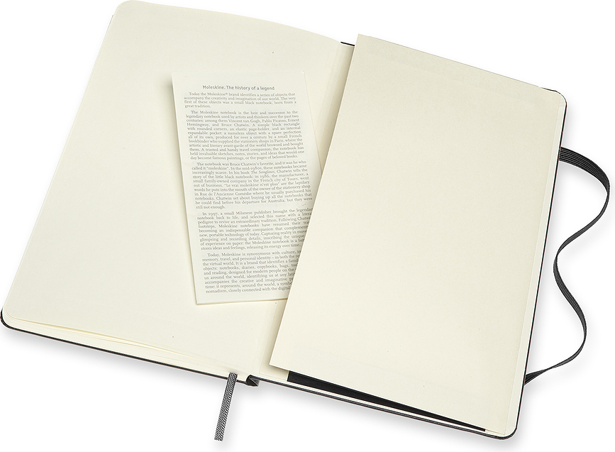 Moleskine Beležnica L, trda vezava, 192 strani, safirna, prazne in črtaste strani