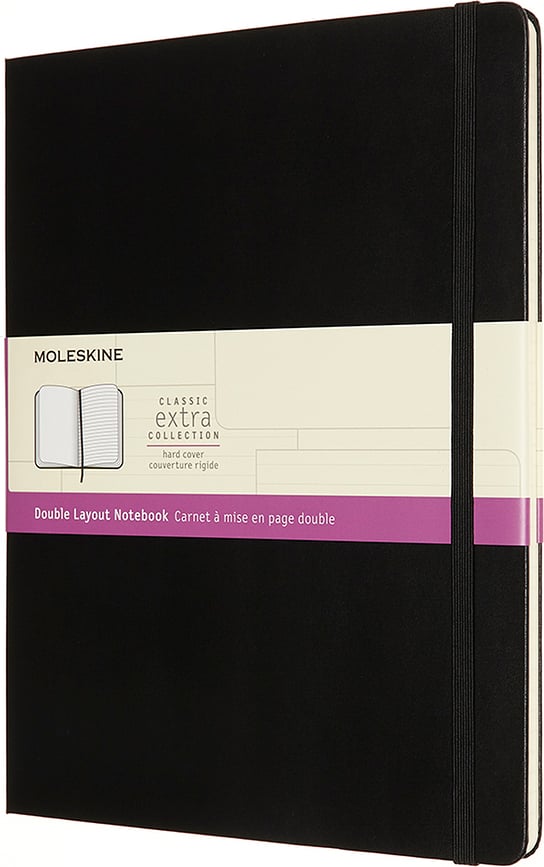 Piezīmju bloks Moleskine bez un ar līnijām ciets vāks melns XL 192 lapas