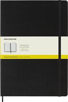 Piezīmju bloks Moleskine Classic ar rūtiņām ciets vāks melns A4 192 lapas