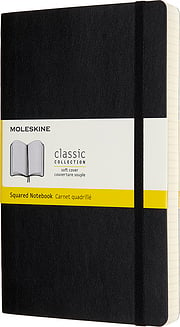 Piezīmju bloks Moleskine Classic ar rūtiņām mīksts vāks melns L 400 lapas