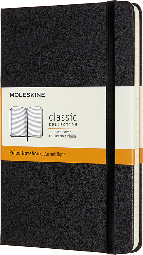 Piezīmju bloks Moleskine Classic līniju ciets vāks M 208 lapas