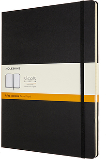 Piezīmju bloks Moleskine Classic līniju ciets vāks melns XXL 192 lapas