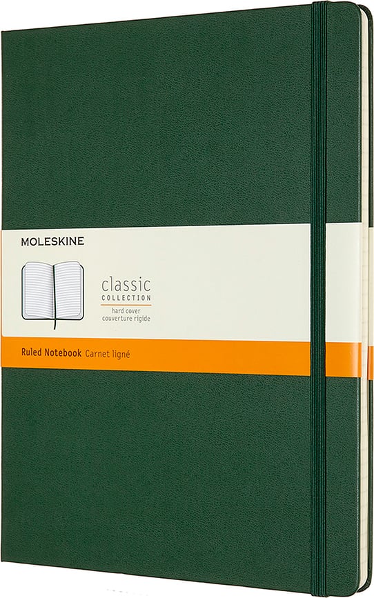 Piezīmju bloks Moleskine Classic līniju ciets vāks meža zaļš XL 192 lapas